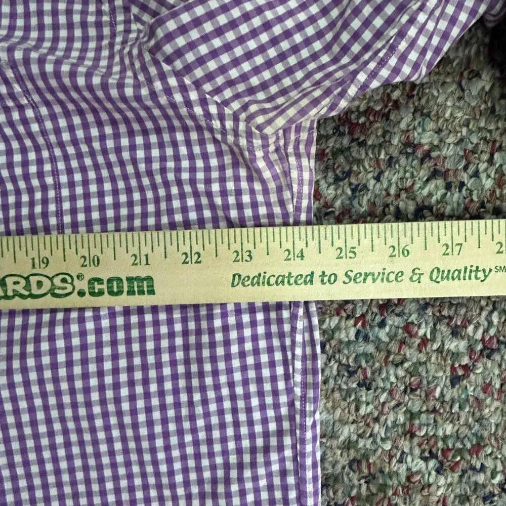 VTG Y2K J. Crew Men's Lavender White Gingham Check Button Front Shirt Size XL